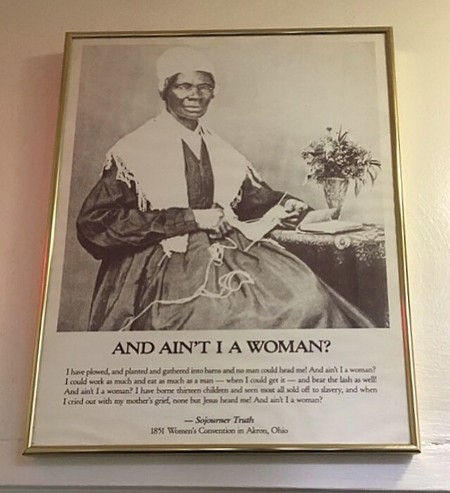 Photo of Sojourner Truth at the entrance of Sojourner House